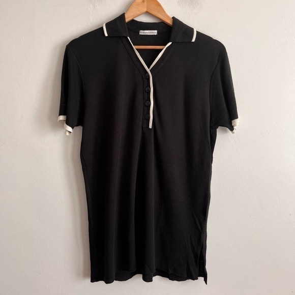 Vintage Karen lessly Black And White 1/2 button Closure Oversize Loose Top - Picture 1 of 6